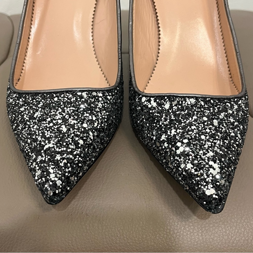 J. Crew Elsie Pumps in Gunmetal Glitter Formal Party Heels Size 9.5 - Picture 5 of 12